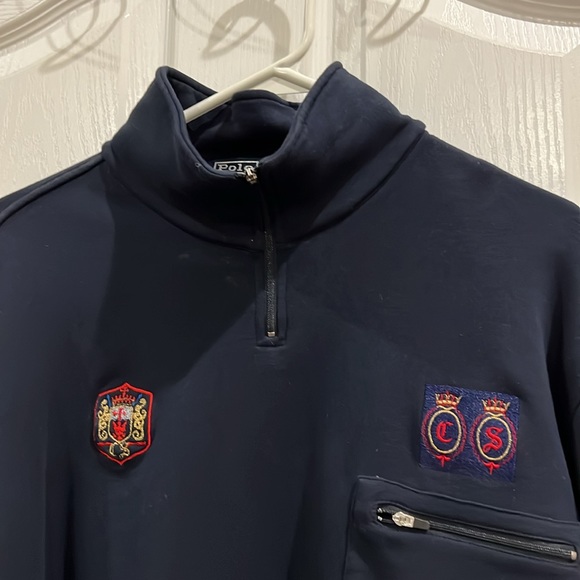 Vintage Polo Ralph Lauren Navy Quarter Zip Pullover - Picture 2 of 6